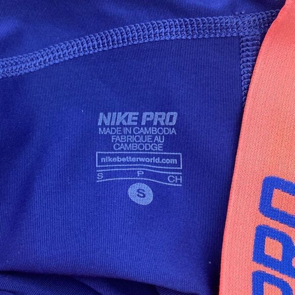 Nike Pro Men's Blue Orange Dri-Fit Elastic Waistband Biker Shorts Size Small - Picture 5 of 5